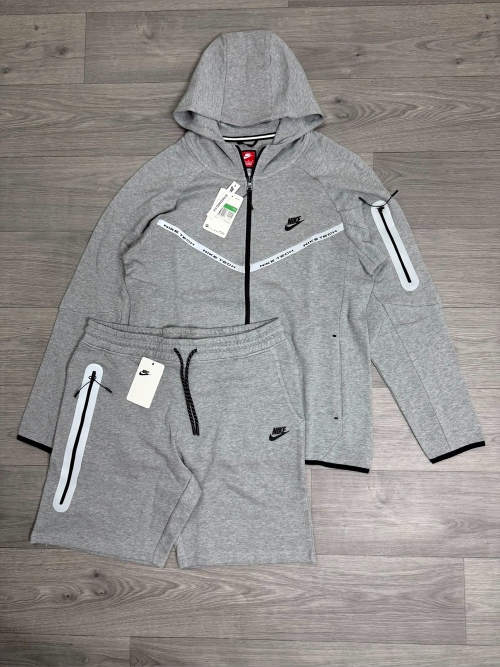 Nike Tech Reflective Hoodie & Short Set Gray